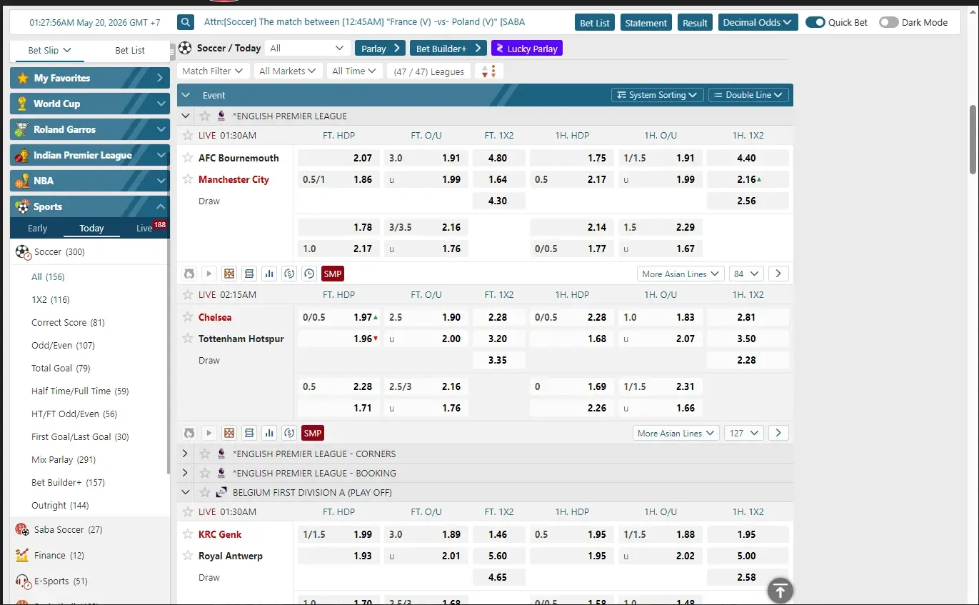 SABA SPORT LINK LOGIN